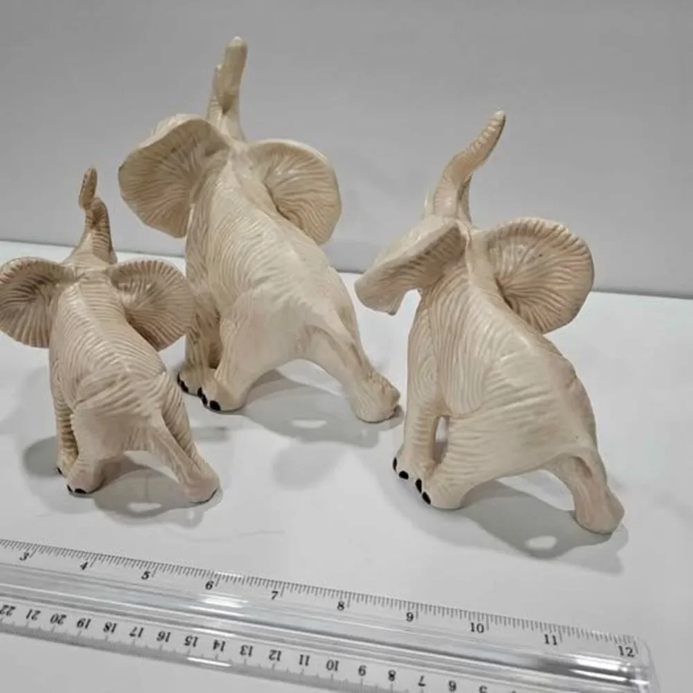 Set of 3 Ceramic Elephant Figurines